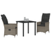 Set de dining de grădină 3 piese cu perne gri din rattan polimer - WALTI WALTI