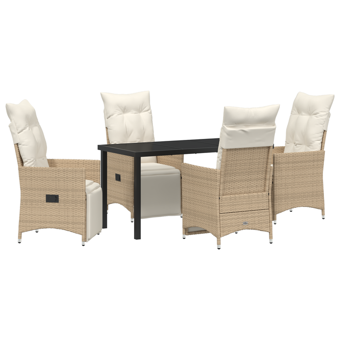 Set de Masă de Grădină cu 5 piese cu Pernă Bej Rattan Polimer - WALTI WALTI