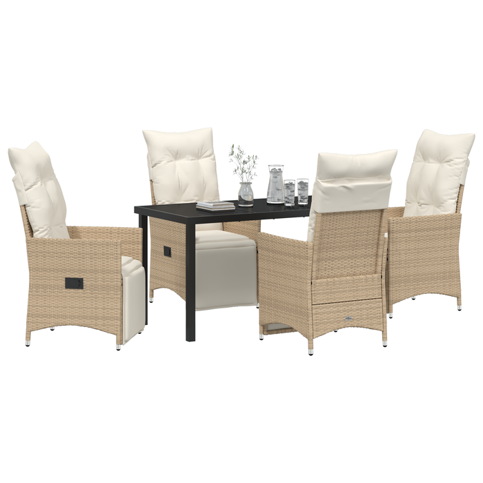 Set de Masă de Grădină cu 5 piese cu Pernă Bej Rattan Polimer - WALTI WALTI