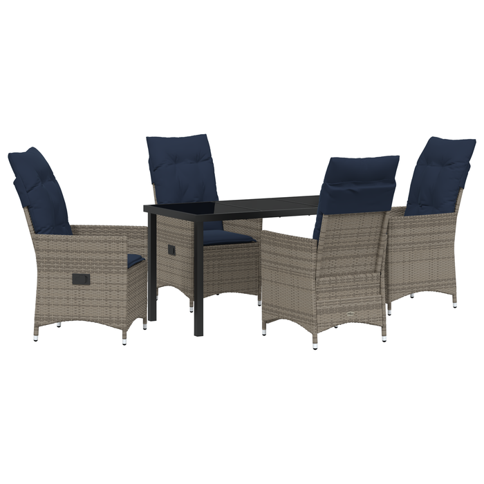 Set de dining pentru grădină cu 5 piese și perne gri din rattan poli - WALTI WALTI