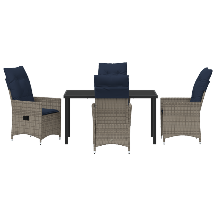 Set de dining pentru grădină cu 5 piese și perne gri din rattan poli - WALTI WALTI