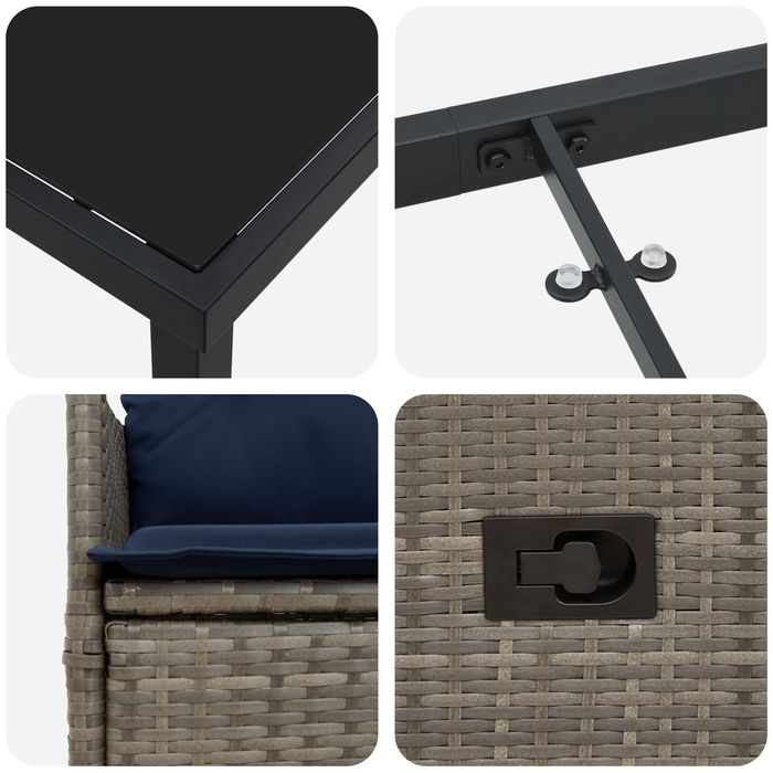 Set dining vidaXL cu 5 piese cu perne gri ratan poliester - WALTI WALTI