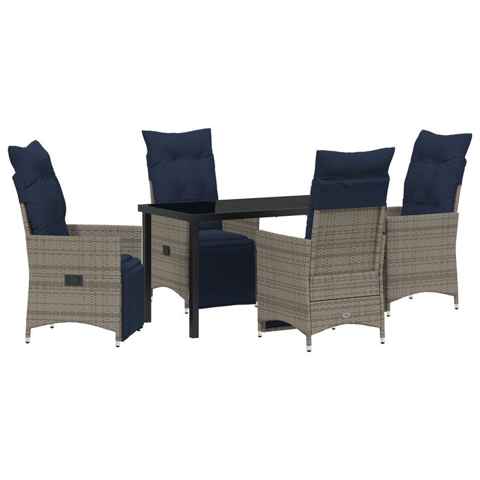 Set dining vidaXL cu 5 piese cu perne gri ratan poliester - WALTI WALTI
