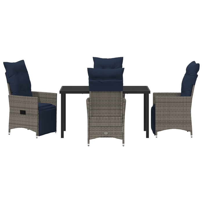Set dining vidaXL cu 5 piese cu perne gri ratan poliester - WALTI WALTI