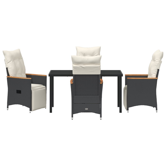 Set de masă de grădină 5 piese cu perne Ratan Poly Negru - WALTI WALTI