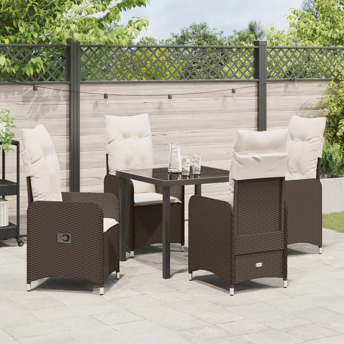 Set Masă Grădină cu Perne 5 Piese Maro Poli Ratan - WALTI WALTI