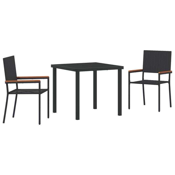Set de masă pentru grădină din ratan negru, 3 piese - WALTI WALTI
