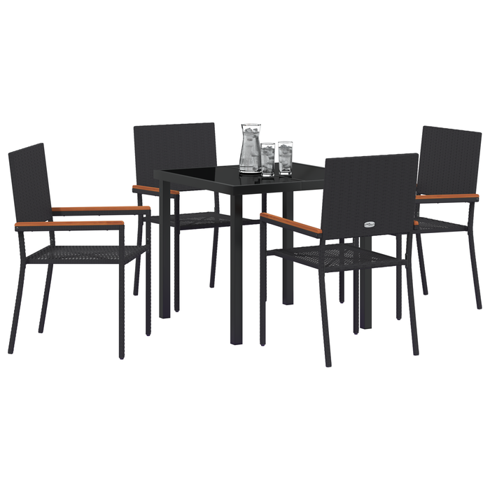 Set de Dining de 5 Piese Negru din Poliratan - WALTI WALTI