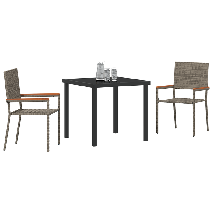 Set dining grădină 3 Piese Gri Poliratan - WALTI WALTI