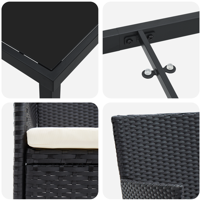 Set de Dining pentru Grădină 5 Piese Negru Poliratan - WALTI WALTI