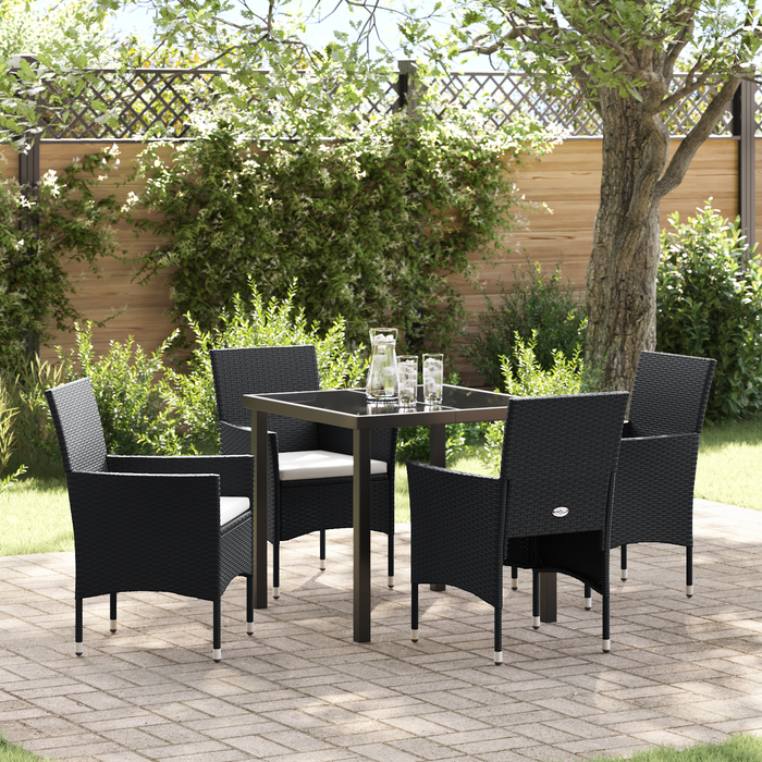 Set de Dining pentru Grădină 5 Piese Negru Poliratan - WALTI WALTI