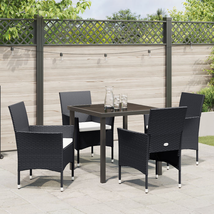 Set de Dining pentru Grădină 5 Piese Negru Poliratan - WALTI WALTI
