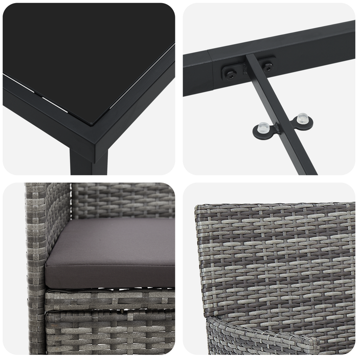 Set de Dining pentru Grădină de 3 Piese Gri Rattan PE - WALTI WALTI