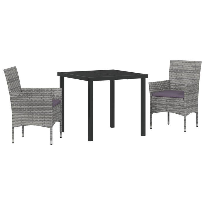 Set de Dining pentru Grădină de 3 Piese Gri Rattan PE - WALTI WALTI