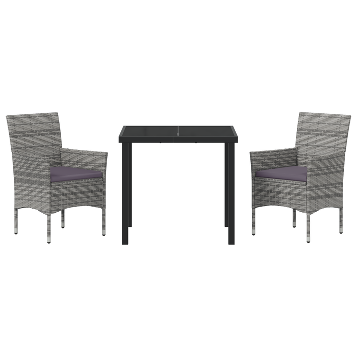 Set de Dining pentru Grădină de 3 Piese Gri Rattan PE - WALTI WALTI