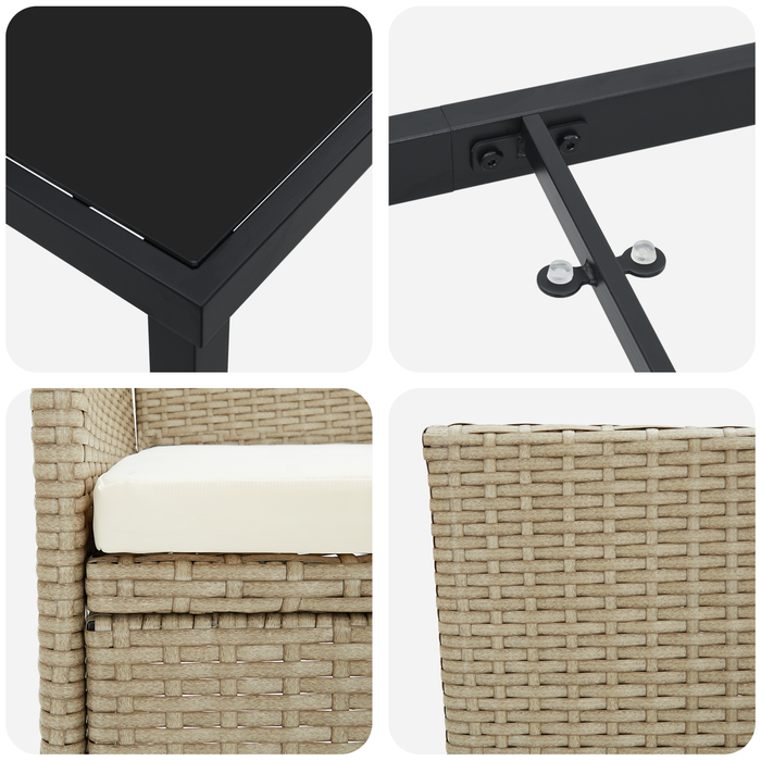 Set de Dining de Grădină 3 Piese Bej Rattan Polimer - WALTI WALTI