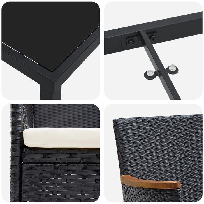 Set de dining pentru grădină 5 piese Negru Rattan Poli - WALTI WALTI