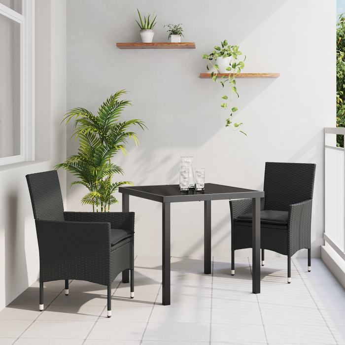 Set de Dining pentru Grădină cu Perne Poliratan Negru - WALTI WALTI