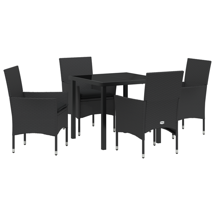 Set mese grădină vidaXL 5 piese cu perne rattan sintetic negru - WALTI WALTI