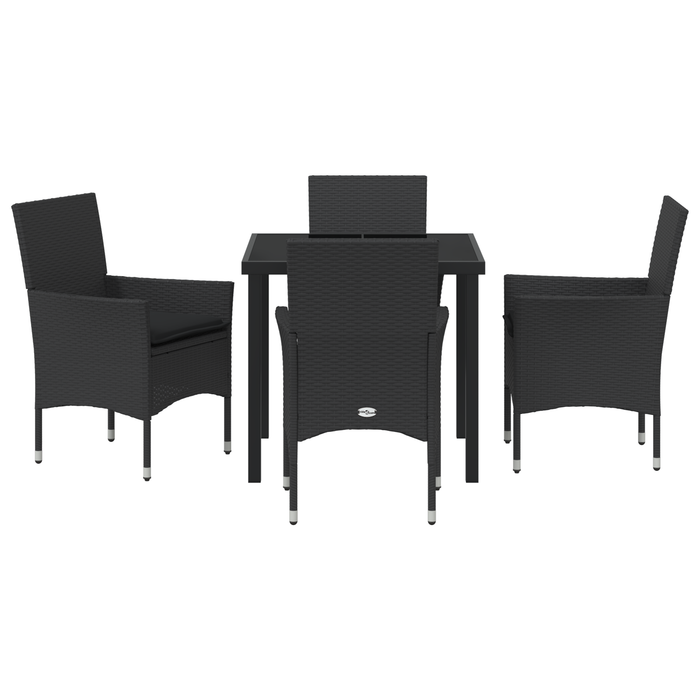 Set mese grădină vidaXL 5 piese cu perne rattan sintetic negru - WALTI WALTI