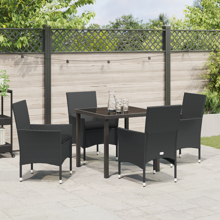 Set mese grădină vidaXL 5 piese cu perne rattan sintetic negru - WALTI WALTI