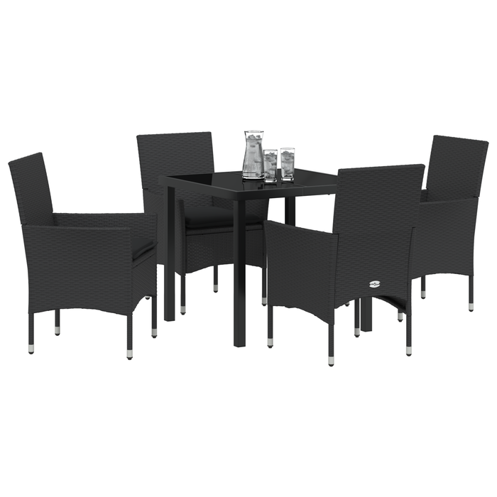 Set mese grădină vidaXL 5 piese cu perne rattan sintetic negru - WALTI WALTI