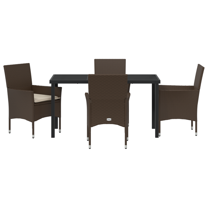 Set de Dining 5 Piese pentru Grădină vidaXL cu Perne Ratan Sintetic Maro - WALTI WALTI