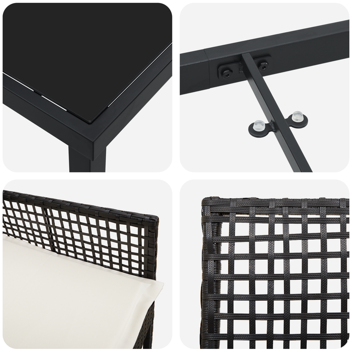Set de Dining pentru Grădină cu Perne Poliratan Negru de 5 Piese - WALTI WALTI