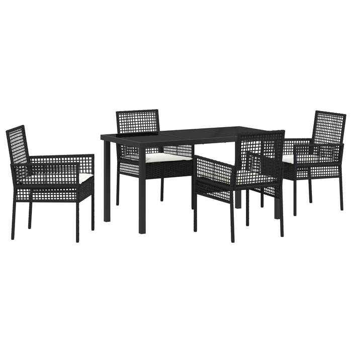 Set de Dining pentru Grădină cu Perne Poliratan Negru de 5 Piese - WALTI WALTI