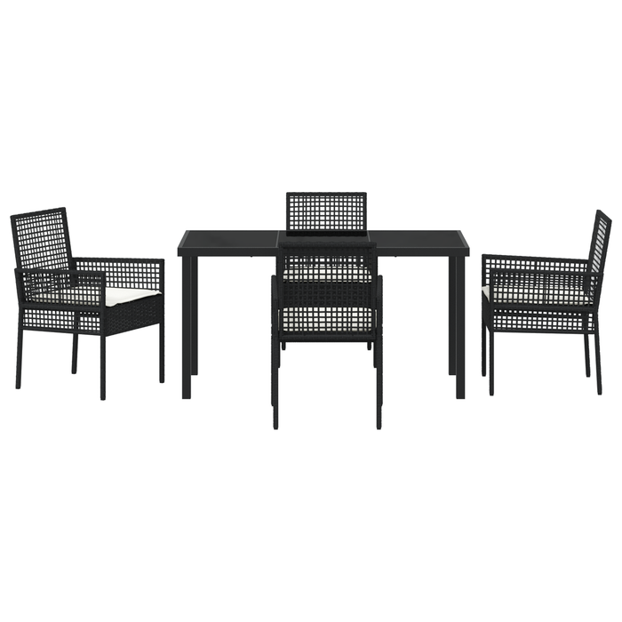 Set de Dining pentru Grădină cu Perne Poliratan Negru de 5 Piese - WALTI WALTI