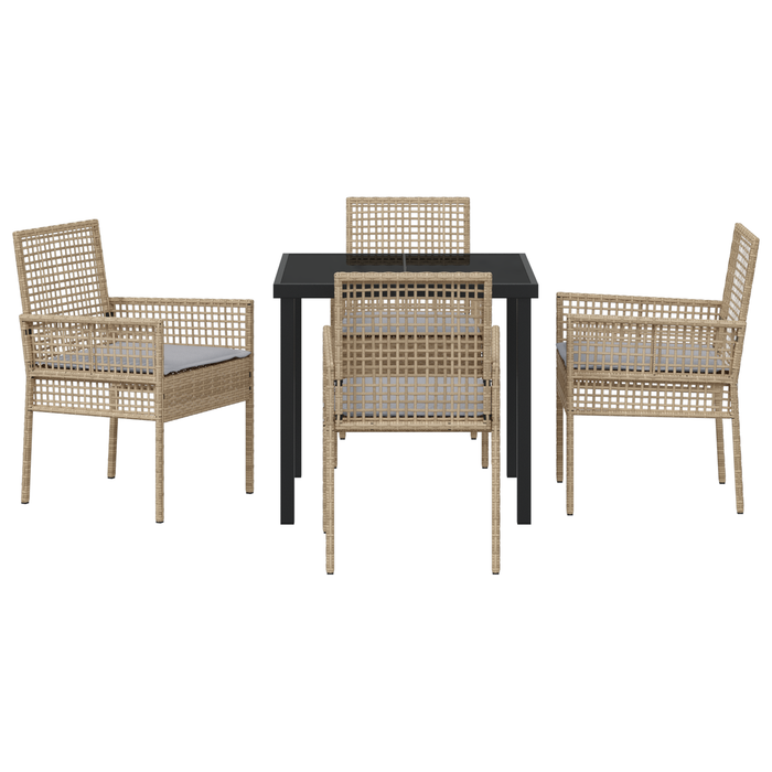 Set de Dining pentru Grădină cu Perne Bej Rattan Poli - WALTI WALTI