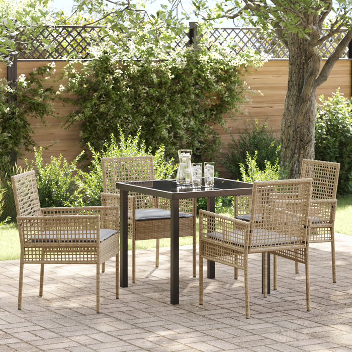 Set de Dining pentru Grădină cu Perne Bej Rattan Poli - WALTI WALTI