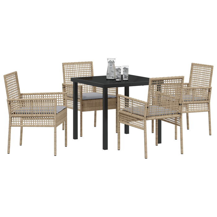 Set de Dining pentru Grădină cu Perne Bej Rattan Poli - WALTI WALTI