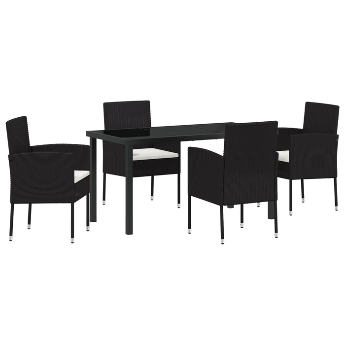 Set de Dining pentru Grădină 5 Piese cu Pernițe Negru Ratan Polimer - WALTI WALTI