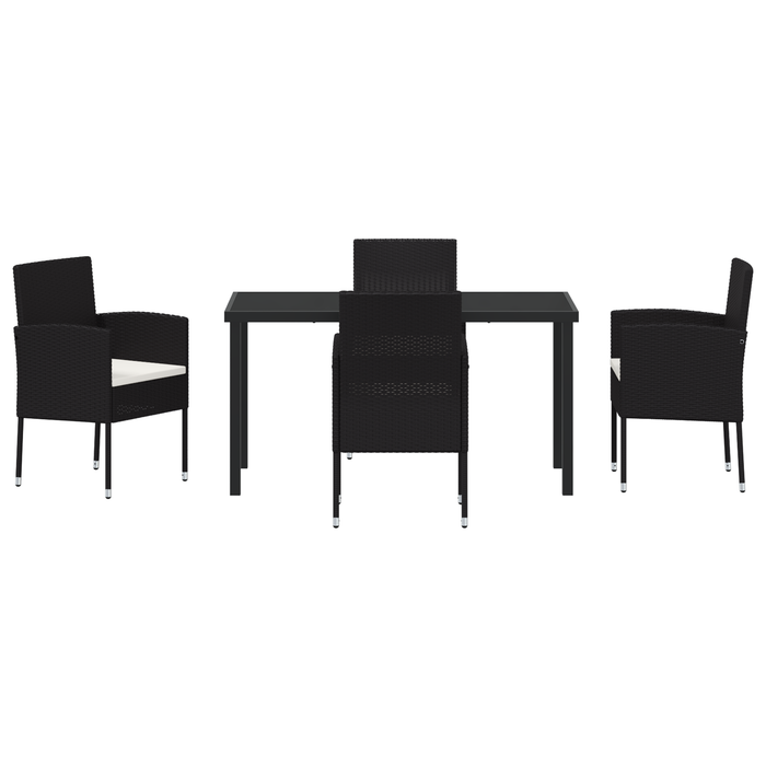 Set de Dining pentru Grădină 5 Piese cu Pernițe Negru Ratan Polimer - WALTI WALTI