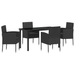 Set Dining Grădină 5 Piese cu Perne Rattan Polimer Negru - WALTI WALTI