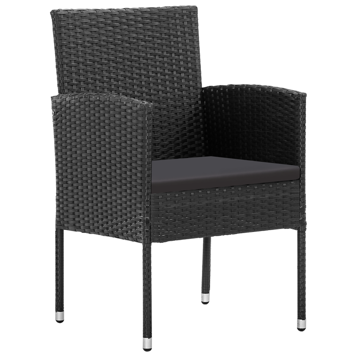 Set Dining Grădină 5 Piese cu Perne Rattan Polimer Negru - WALTI WALTI
