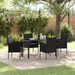 Set Dining Grădină 5 Piese cu Perne Rattan Polimer Negru - WALTI WALTI