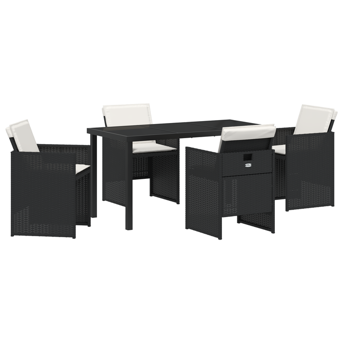 Set de dining pentru grădină cu perne, negru din ratan poli - WALTI WALTI