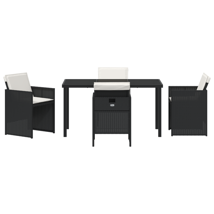 Set de dining pentru grădină cu perne, negru din ratan poli - WALTI WALTI