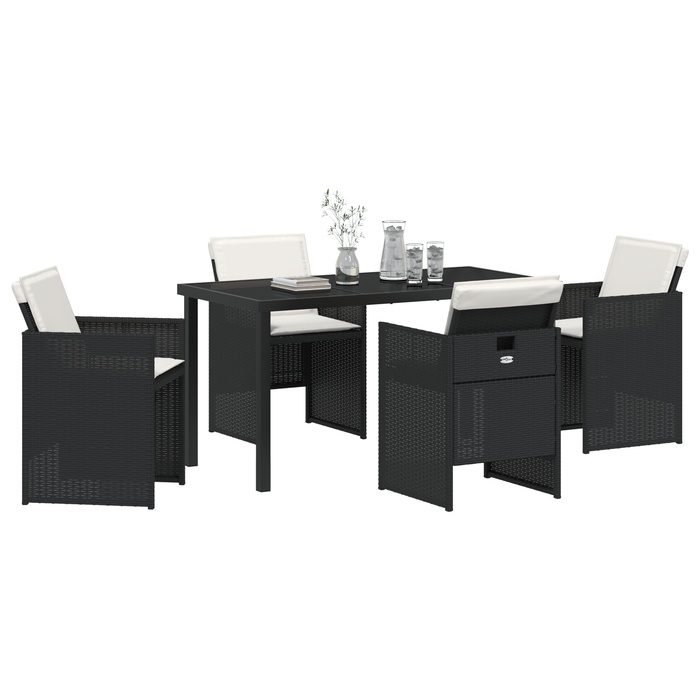 Set de dining pentru grădină cu perne, negru din ratan poli - WALTI WALTI