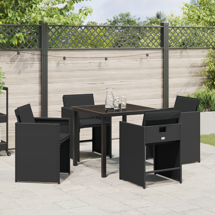 Set de dining de 5 piese cu perne negru ratan polimer - WALTI WALTI