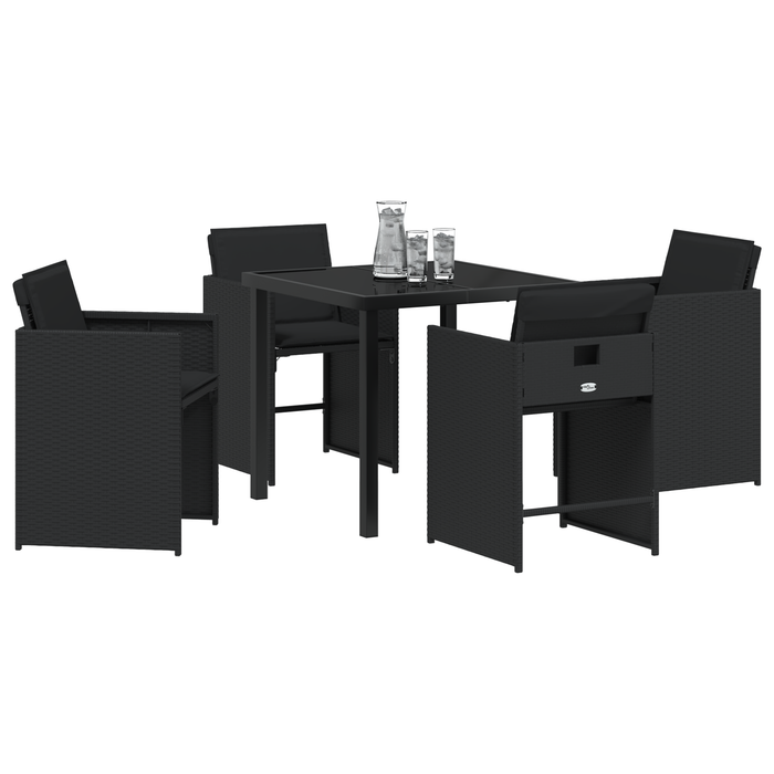 Set de dining de 5 piese cu perne negru ratan polimer - WALTI WALTI