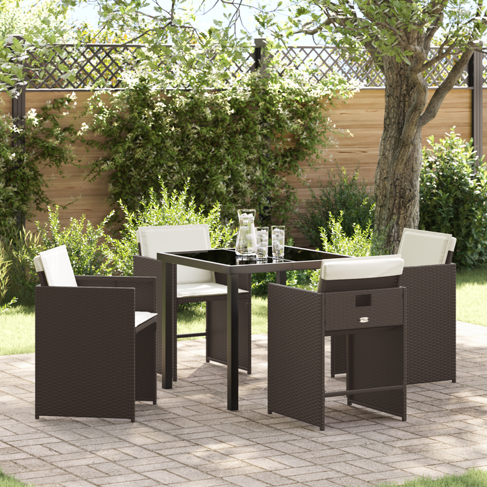 Set de 5 Piese pentru Dining în Grădină cu Perne Maro Ratan Poli - WALTI WALTI