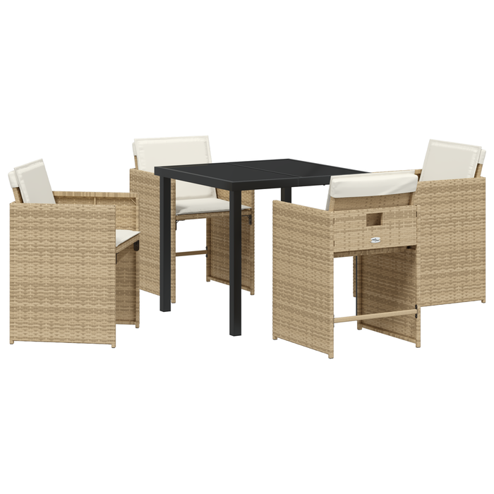 Set de dining de grădină 5 piese cu perne Bej Rattan Poly - WALTI WALTI