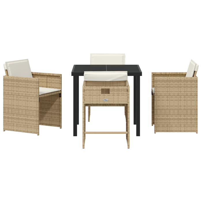 Set de dining de grădină 5 piese cu perne Bej Rattan Poly - WALTI WALTI
