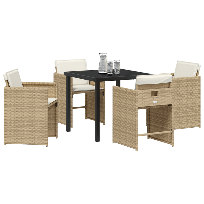 Set de dining de grădină 5 piese cu perne Bej Rattan Poly - WALTI WALTI
