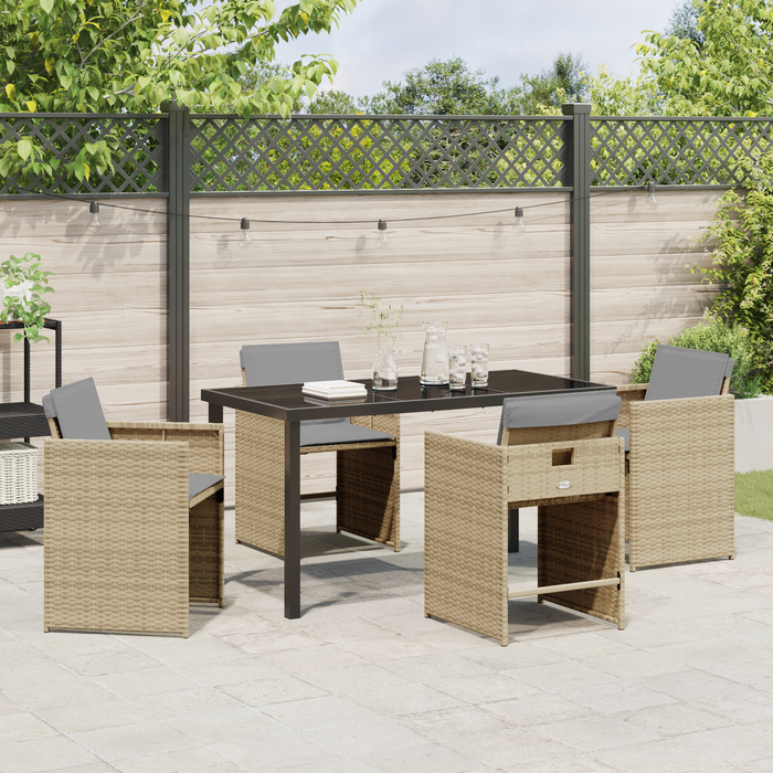 Set de dining pentru grădină de 5 piese cu perne Bej Ratan Poli - WALTI WALTI