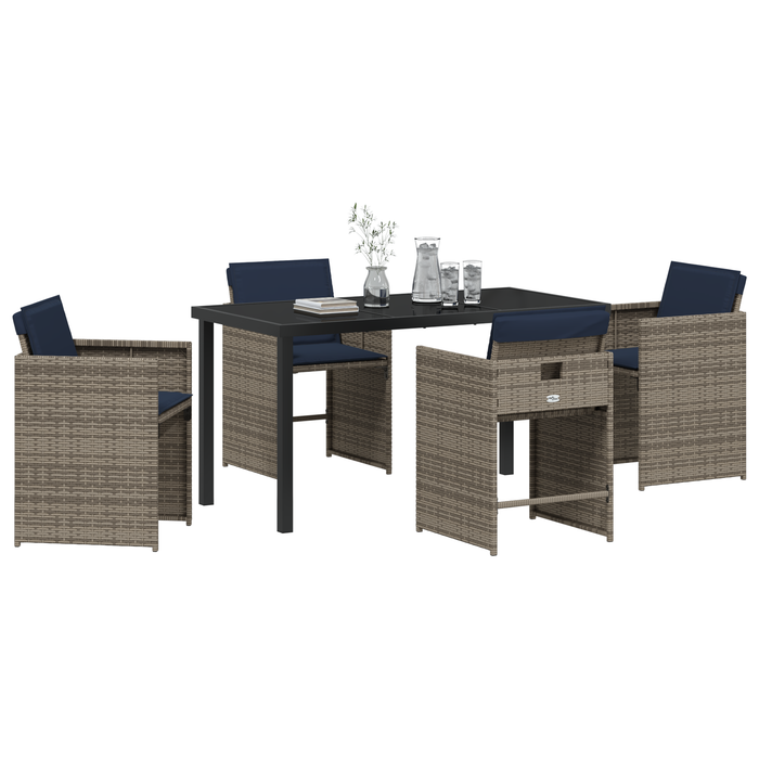 Set de dining de grădină cu perne din ratan gri - WALTI WALTI