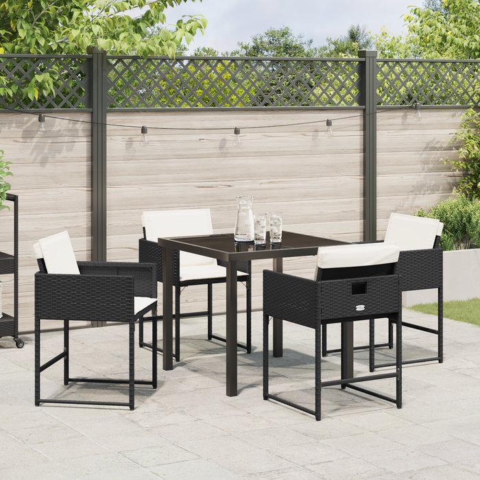 Set de dining de grădină 5 piese cu perne ratan poli negru - WALTI WALTI